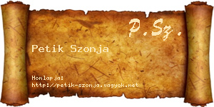 Petik Szonja névjegykártya